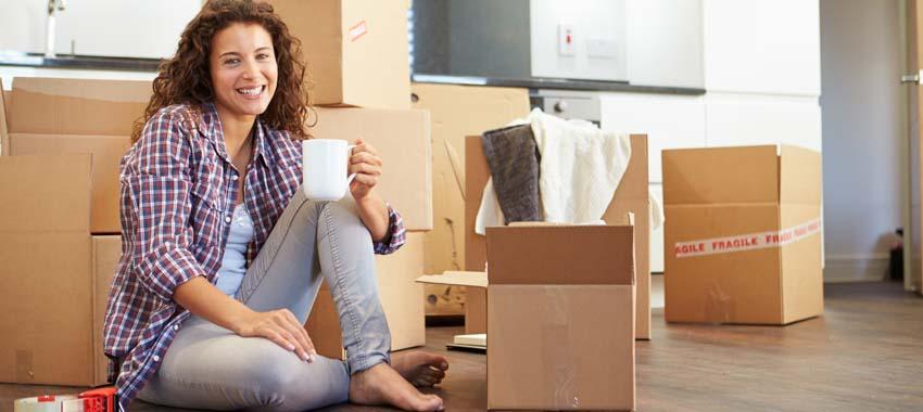 Woman moving home